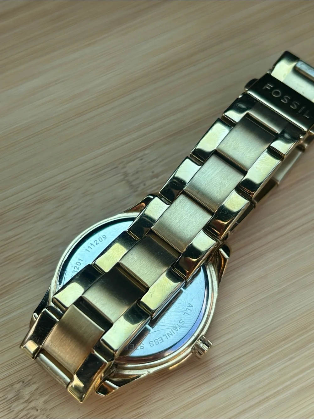 Fossil Stella Multi-Function Watch Gold Tone w/ Multicolored Crystal Stones 38mm